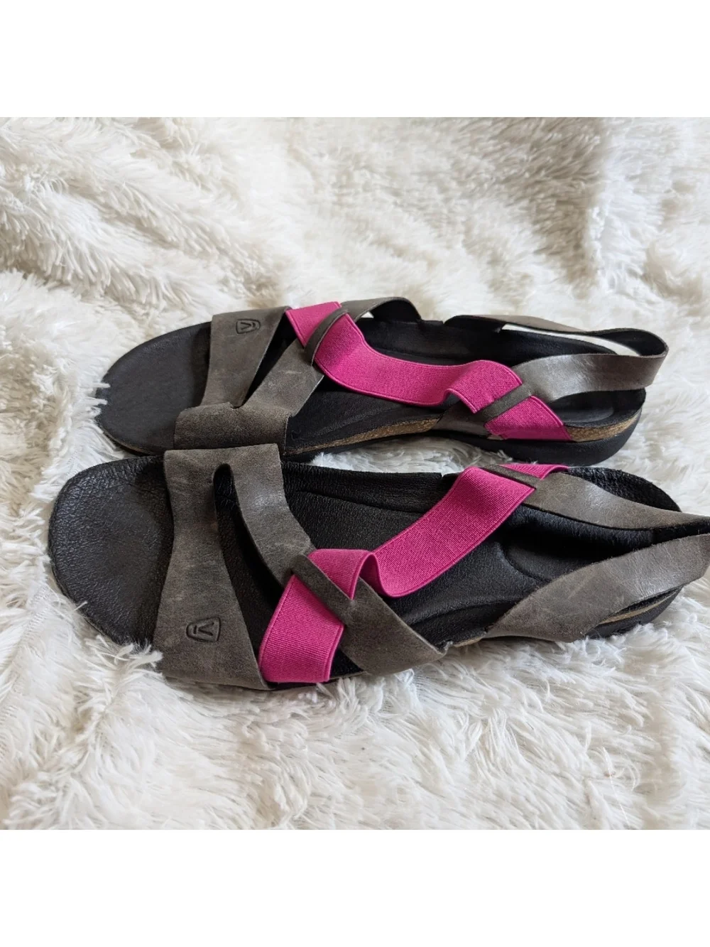 Keen Gray And Pink Leather Strappy Slingback Sandals Size 9.5